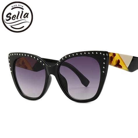 sella european style fashion women oversized square sunglasses brand designer nail decoration
