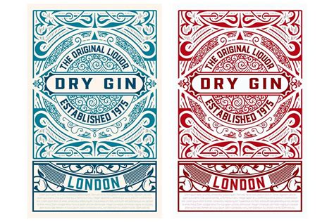Vintage Gin Label Template Creative Illustrator Templates ~ Creative