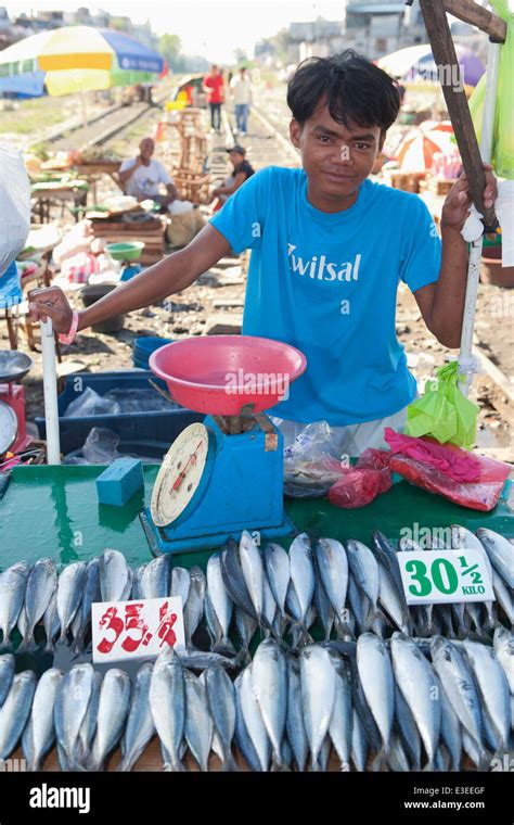 Boy Selling Fish Paranaque Market Paranaque Manila Philippines