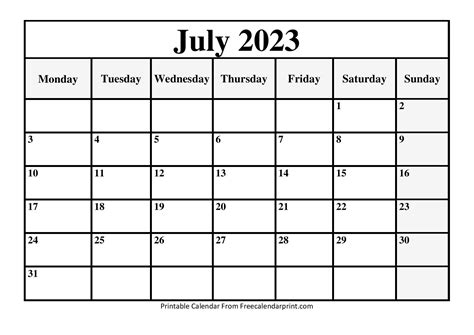 2023 Monthly Calendar Printable January To December Free 2023
