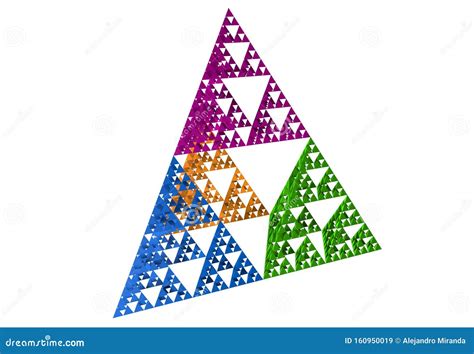Blue Sierpinski Triangle On White Background It Is A Fractal With The