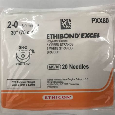 Ethicon Pxx80 Ethibond Excel Polyester Suture 2 0 30in Gb Tech Usa