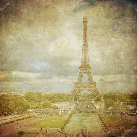 Vintage Image Of Eiffel Tower Paris France — Stock Photo © Javarman