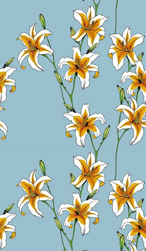 Seamless Vector Pattern Of White Lilies Floral Design For Textile And