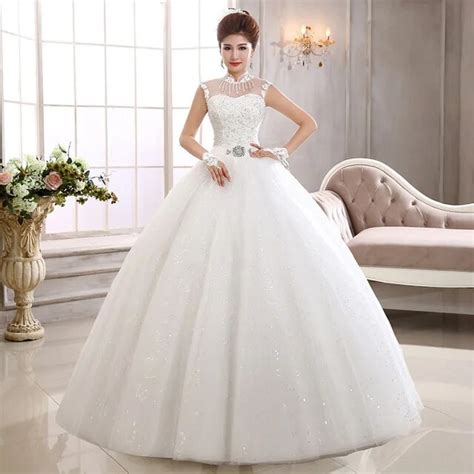 Free Shipping Luxury Bride White Wedding Dress Korean Style Lace Formal