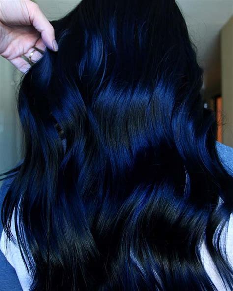 This light blue shade stands out more than the darker shades do. Beautiful Blue Black Hair Color Ideas to Copy ASAP ...
