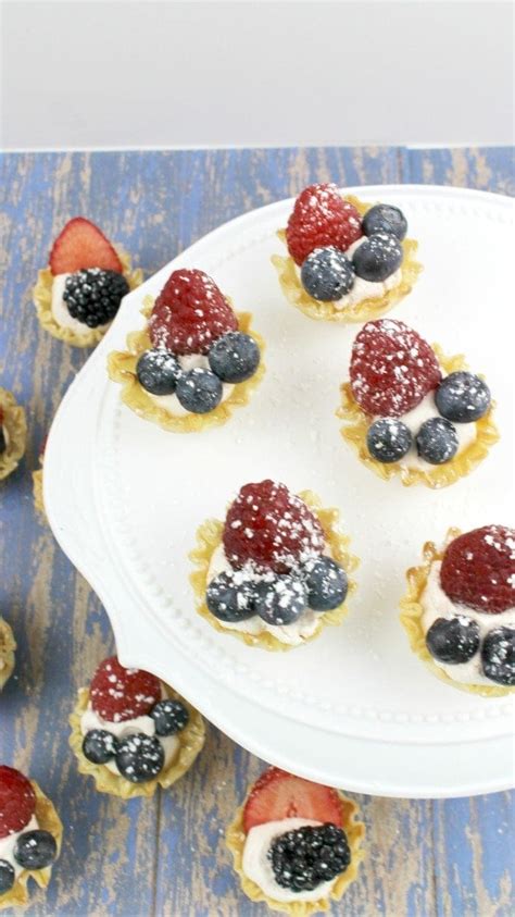 Red, white, and blue fruit salad recipe video. Easy Mini Fruit Tart Recipe - 4th of July Party Food