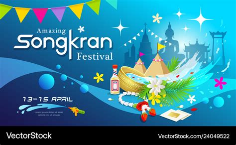 Amazing Songkran Festival Of Thailand Water Vector Image