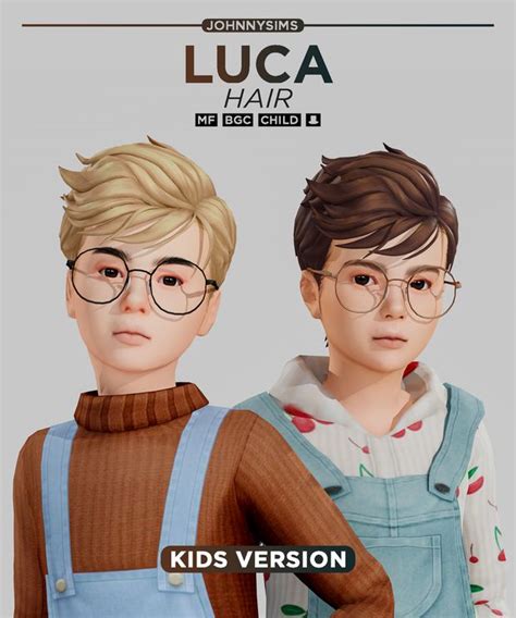 Luca Hair Kids Ver Johnnysims On Patreon Sims 4 Children Sims 4