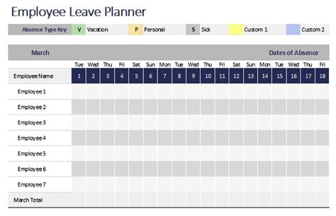 Free Annual Leave Planner Excel Template Of Annual Leave Planner Gambaran