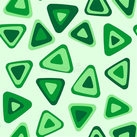 Seamless Square Image With Green Hues Triangles Pattern On Light Green