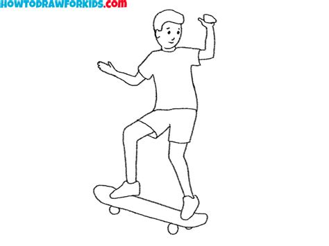 How To Draw A Skateboarder Easy Drawing Tutorial For Kids