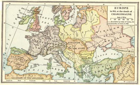 Map Of Europe In 814 At The Death Of Charlemagne