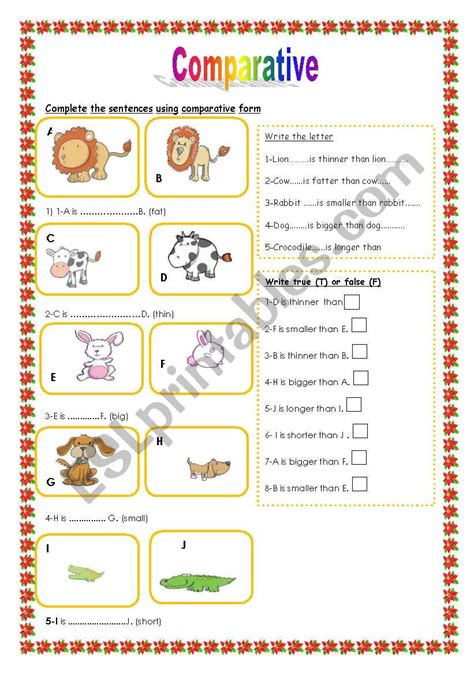 comparative esl worksheet by sirah