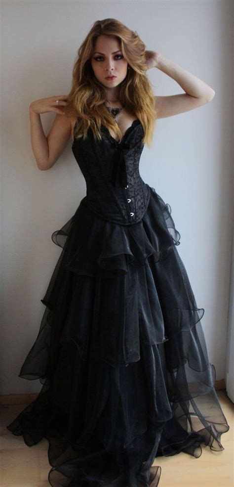 New Long Gothic Corset Prom Dresses Sweetheart Neck Gothic Black Dress