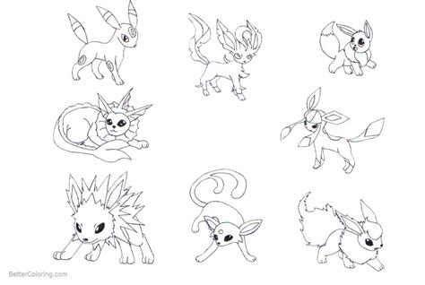 Printable Eevee Evolutions Coloring Pages Printable World Holiday