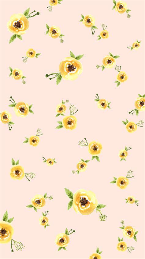 Download Cute Spring Yellow Flower Pattern Wallpaper
