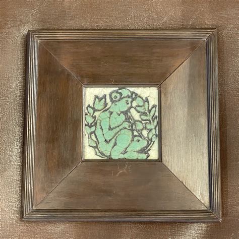 Grueby Tile Green Pan Playing The Flute Daltons American Decorative