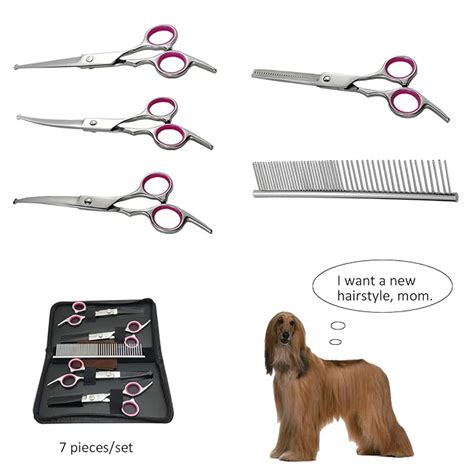 Dog Grooming Scissors Kits Professional Round Tips Thinning Curved