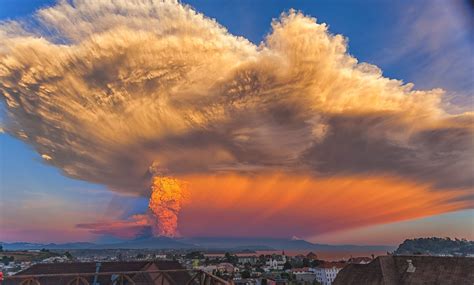 Chile Calbuco Volcano Eruptions Smoke Sunset Nature Ash Volcano