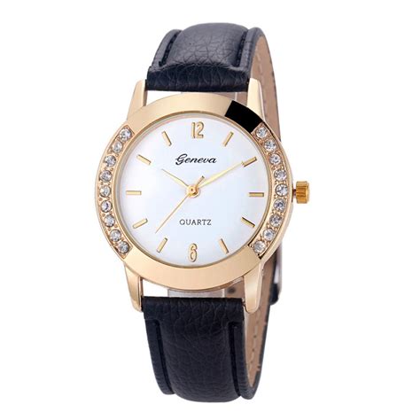 Geneva Fashion Women Diamond Analog Leather Quartz Wrist Watch Watches Ladies Watches Top Brand