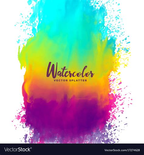 Rainbow Color Watercolor Splash Stain Background Vector Image