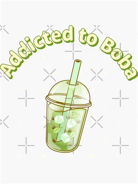 Addicted To Boba Kawaii Boba Green Tea Sticker For Sale By
