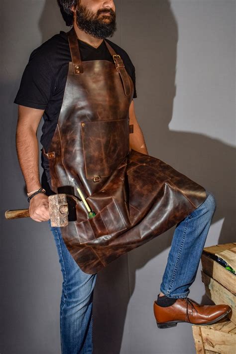Leather Apron Men Woodworking Apron Blacksmith Apron Leather Etsy