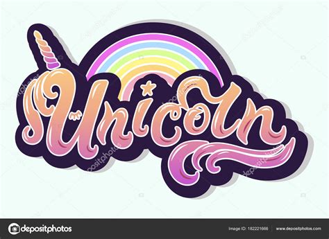 Unicorn Text Logotype Badge Patch Icon Isolated White Background Hand