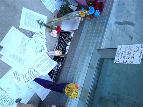 Cory Monteith Remembered With Flowers And Cards Outside Fairmont