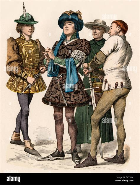 Burgundian Nobility In The 1400s Hand Colored Print Stock Photo Alamy