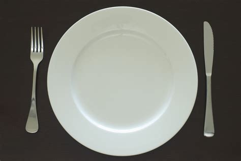 Plain White Clean Empty Dinner Plate And Cutlery Free Stock Image