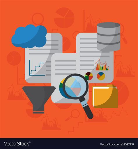 Data Technology Analysis Search Filter Process Vector Image