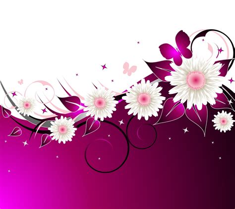 White Purple Background With Flowers Phone Wallpapers