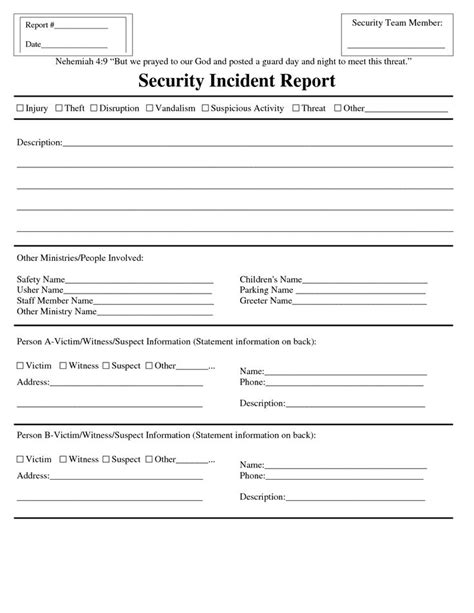 Premium Blank Security Incident Report Template Sample