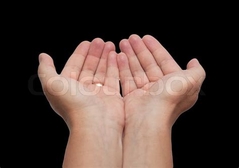 Two Hands With Palms Up Isolated On Stock Image Colourbox