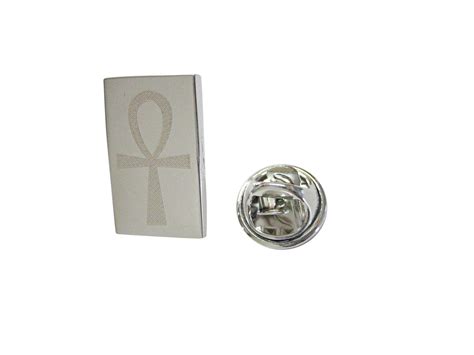Silver Toned Etched Ankh Cross Lapel Pin Ankh Lapel Pins Silver Tone