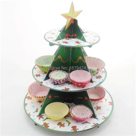 Creative Christmas Tree Cupcake Stand Three Tier Paper Cupcake Stand