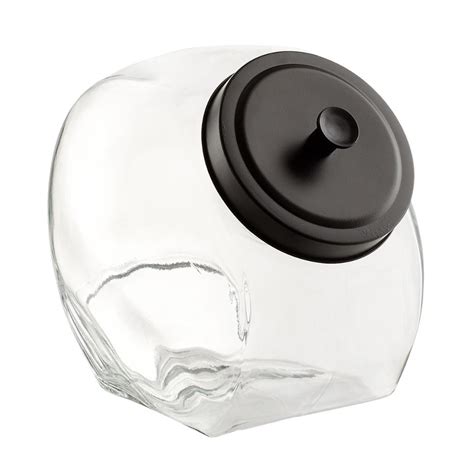 1 Gal Glass Slant Jar With Matte Black Lid Jar Glass Cookie Jars Glass Containers