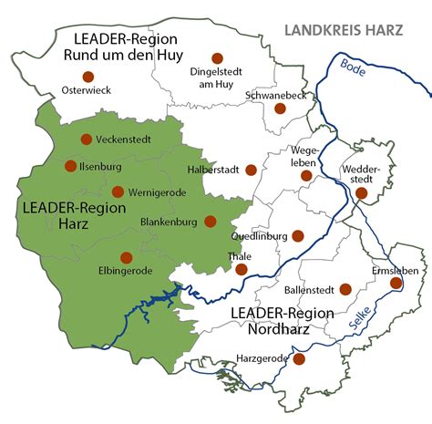 Sie werden weitergeleitet zu den länderkarten. LEADER-Region Harz