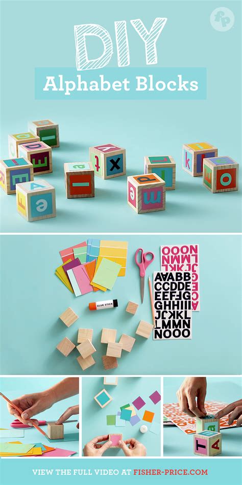 Arrange alphabet blocks face up to spell out the word or name. Baby Gear and Toys | Alphabet blocks crafts, Baby shower ...