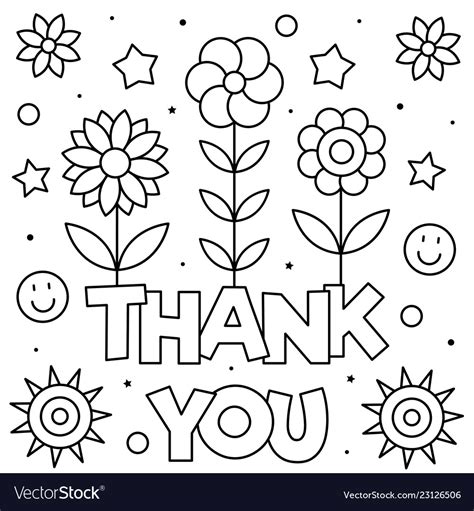 Coloring page from emotions category. Thank you coloring page black and white Royalty Free Vector