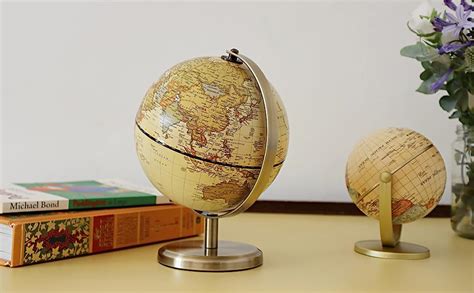 Exerz 10cm Antique Globe 4 Inch English Map Mini Globe Vintage