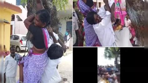 On Camera Telangana Couple Tortured Tied To Tree Over Suspicion Of