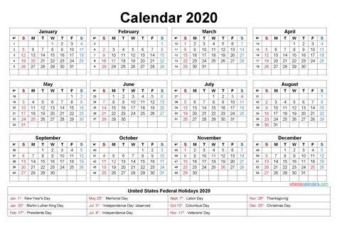 Small Desk Calendar 2020 With Holidays
