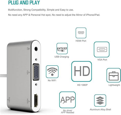 Amazon Com Lightning To Hdmi Vga Av Adapter Converter Electronics