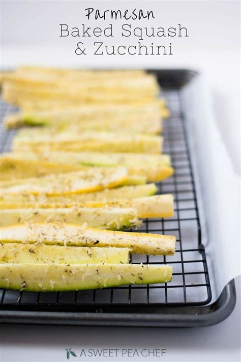 So if we want to make a crispy chip, we need to get rid of that water. These Parmesan Baked Squash And Zucchini Spears are so ...