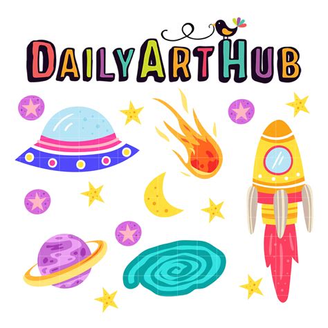 Outer Space Elements Clip Art Set Daily Art Hub Graphics