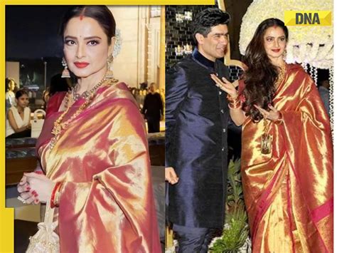 Rekha Looks Magnificent In Manish Malhotras Golden Ensembles For Vogue