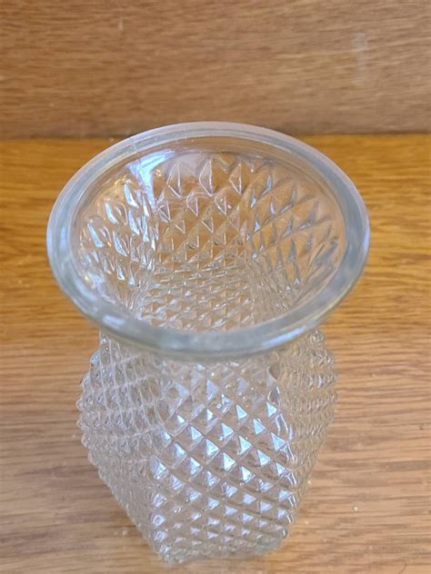 Vintage Hoosier Glass 4071 Diamond Pattern Vase Etsy